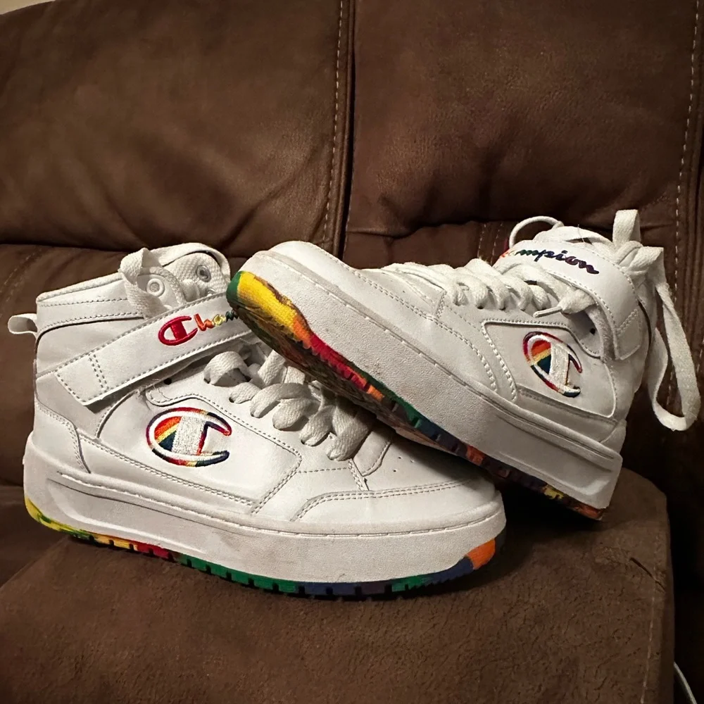 Champion Women’s White Sneakers with Multicolor Accents - Picture 2 of 5